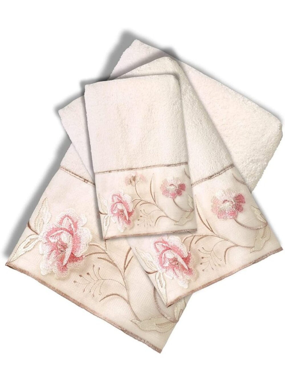 Elegant Floral 3-Piece Towel Set - Soft Absorbent Cotton, Quick-Dry Luxury Bath
